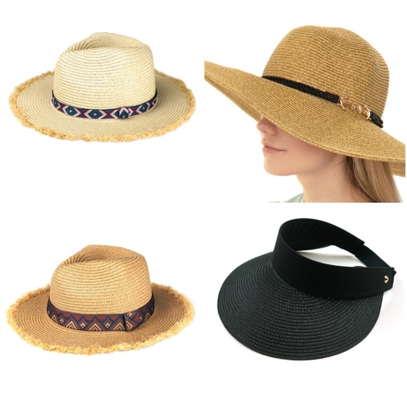 #67 FRAYED TRIM AZTEC STRAW HAT - Picture 9 of 10